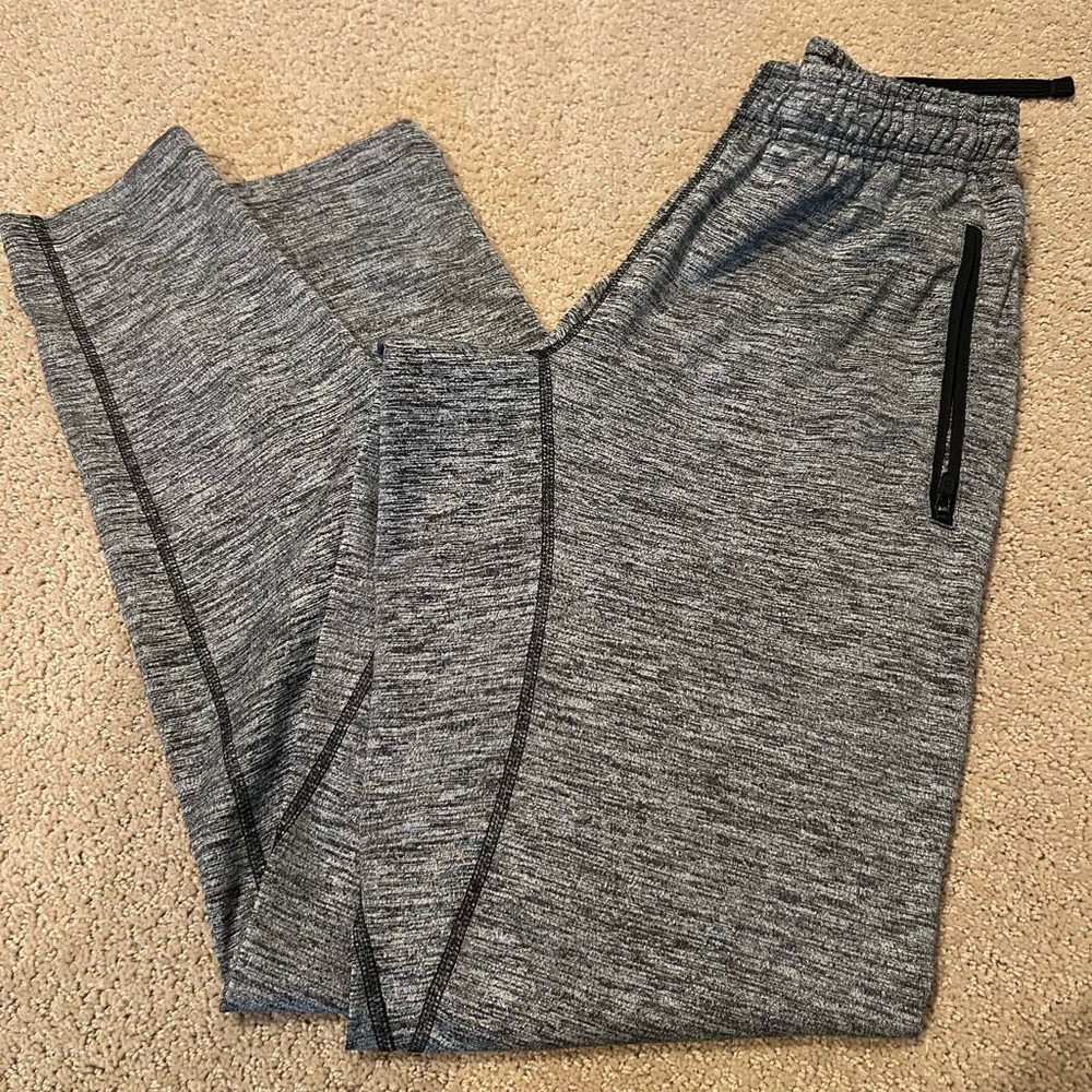 Gap Fit Tapered Heather Gray Jogger Pants with Black Accents